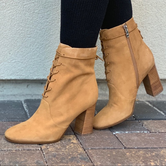 Genuine Suede High Block Heel Lace Up Combat Boots - Picture 4 of 8